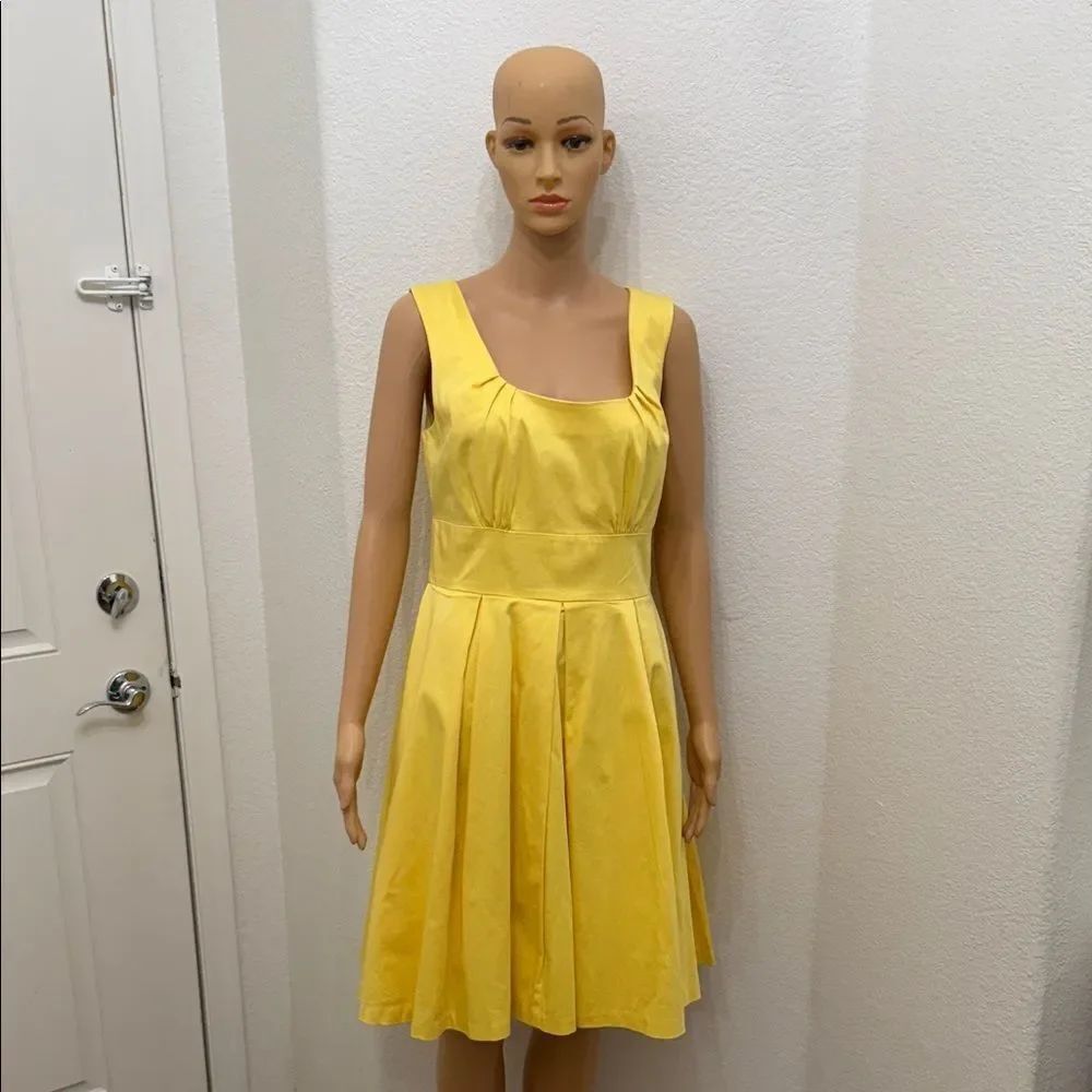 Calvin Klein Bright Sunny Yellow Midi Dress Sleeveless Scoop Neck Size 10 P